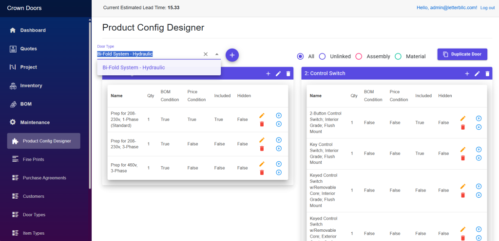 Screenshot 2025-10-20 160332 CPQ system for crown doors